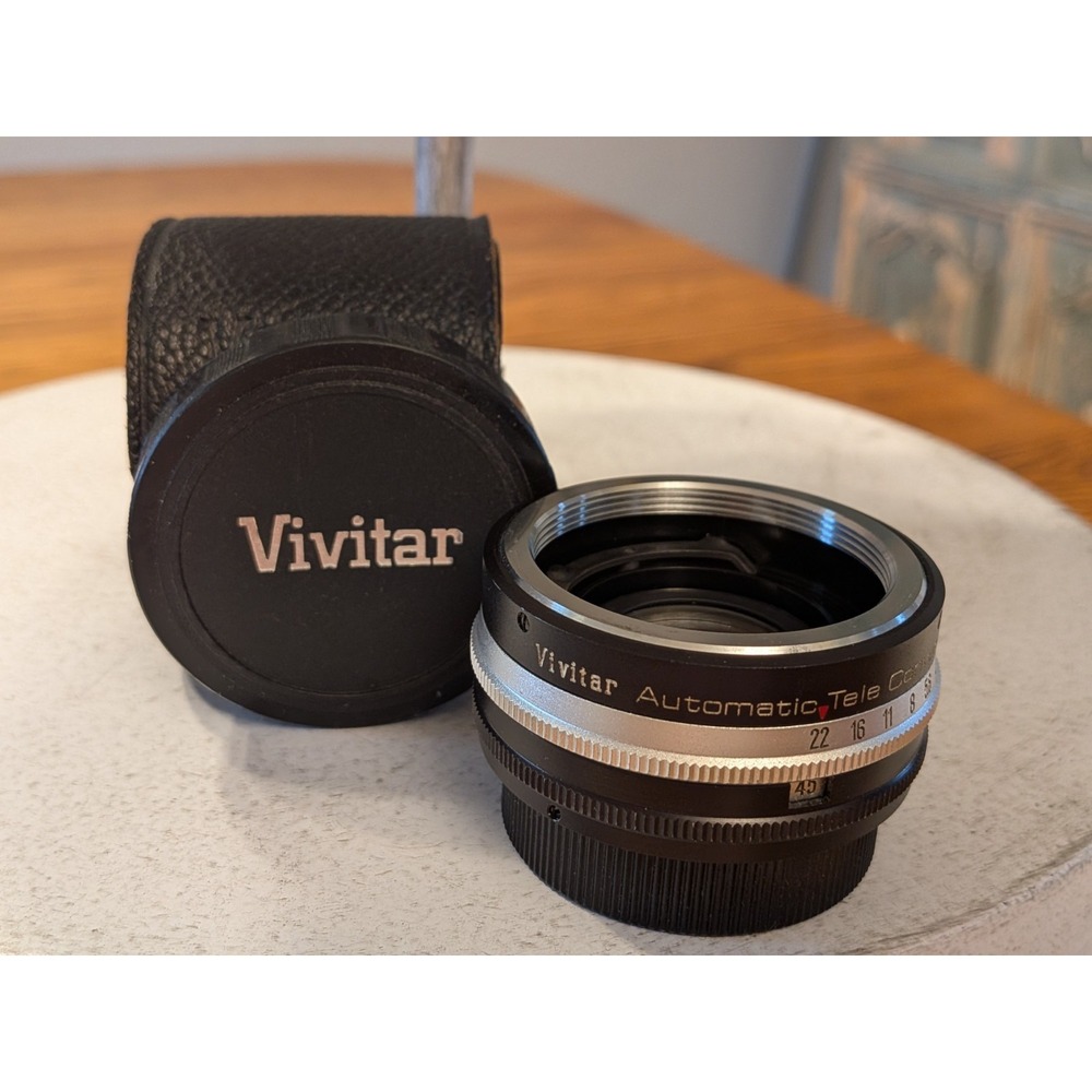 VIVITAR AUTOMATIC TELE CONVERTER 2X-1 CAMERA LENS with Leather Case‎